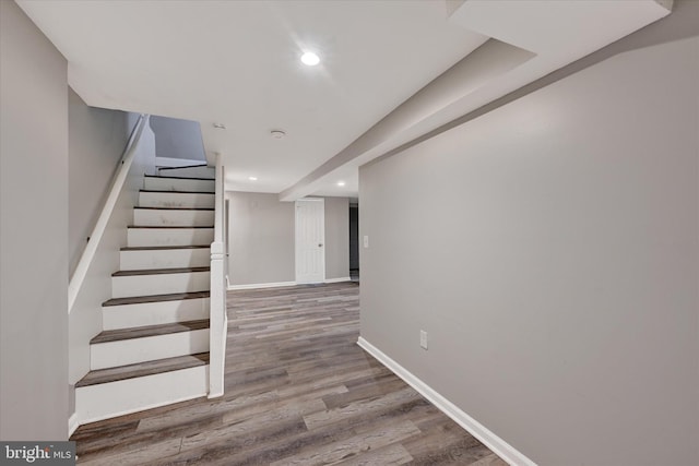 405 N Loudon Ave, Baltimore, MD 21229 - stairs featuring baseboards, recessed lighting, and wood finished floors