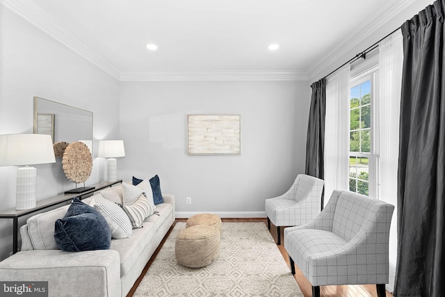 41311 Silverside Dr, Leesburg, VA 20175 - living area with wood finished floors, ornamental molding, baseboards, and recessed lighting