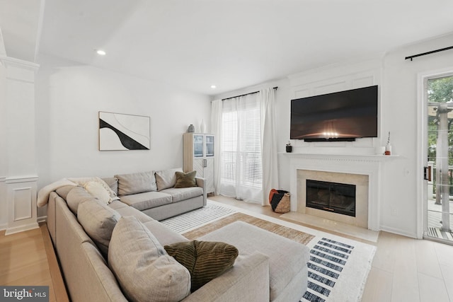 47686 Sandbank Sq, Sterling, VA 20165 - living area with wood finished floors, a fireplace, and recessed lighting
