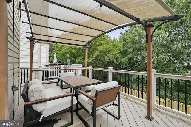 47686 Sandbank Sq, Sterling, VA 20165 - wooden terrace with a pergola and outdoor dining space