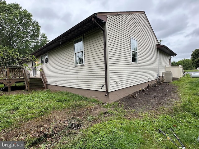 11 Pony Rd, Bridgeton, NJ 08302 - view of side of property featuring a wooden deck and central AC unit
