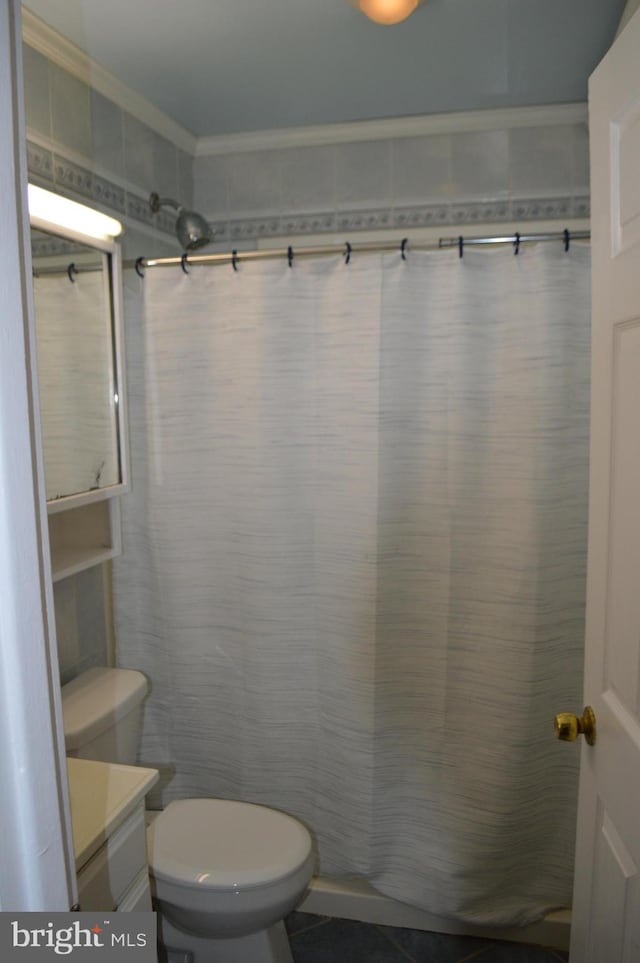 116 Queen Lily Rd, Levittown, PA 19057 - bathroom with ornamental molding, toilet, and vanity