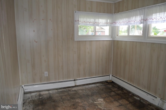 116 Queen Lily Rd, Levittown, PA 19057 - spare room with healthy amount of natural light, wooden walls, a baseboard radiator, and a baseboard heating unit
