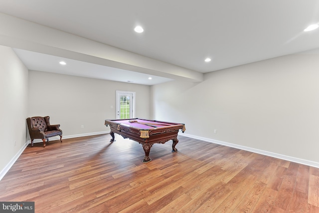 131 Pierce Ln, Kennett Square, PA 19348 - playroom with billiards, light wood-style flooring, baseboards, and recessed lighting