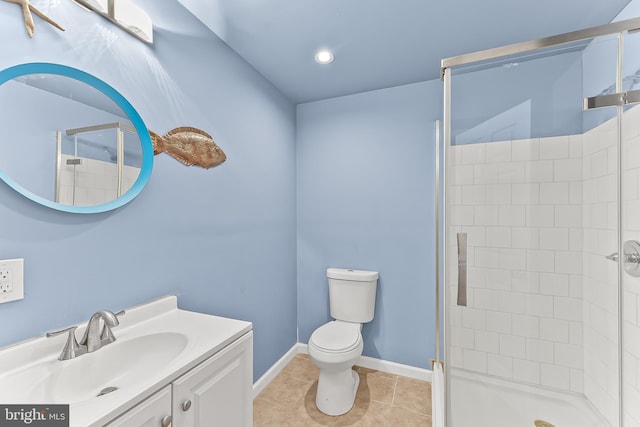 131 Pierce Ln, Kennett Square, PA 19348 - full bath with a shower stall, vanity, toilet, tile patterned floors, and baseboards