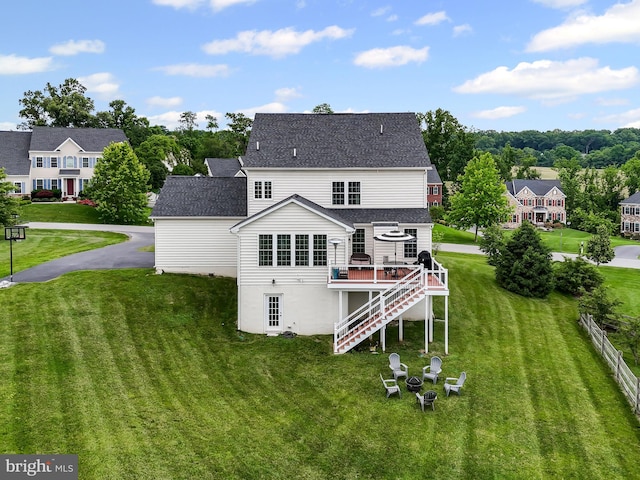 131 Pierce Ln, Kennett Square, PA 19348 - rear view of property with a wooden deck, stairs, and an outdoor fire pit