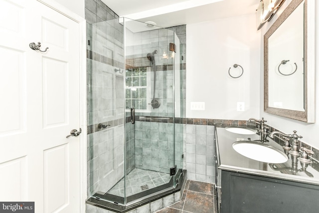 8358 Alvord St, Mclean, VA 22102 - bathroom with a shower stall and double vanity