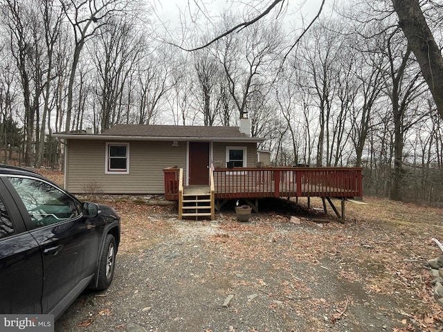 134 Halfmoon Ln, East Stroudsburg, PA 18302 - manufactured / mobile home featuring a chimney and a deck