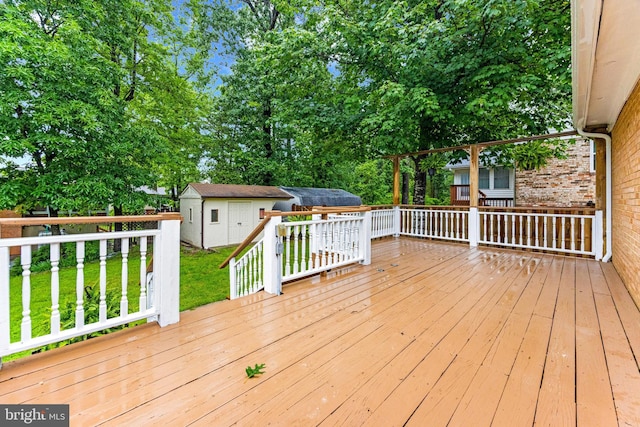 5200 Shires Ct, Clinton, MD 20735 - wooden terrace featuring an outbuilding and a yard