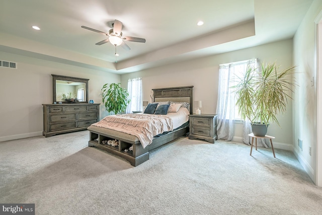 311 Ironstone Ln, Elverson, PA 19520 - bedroom with carpet floors, multiple windows, a tray ceiling, baseboards, and recessed lighting