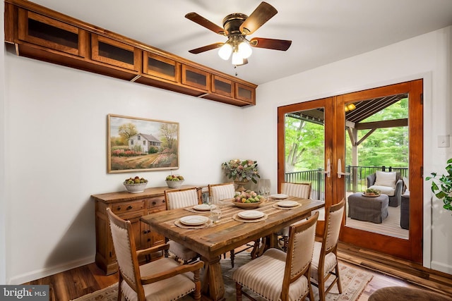 2460 Mill Rd, Quakertown, PA 18951 - dining space with wood finished floors, ceiling fan, and baseboards