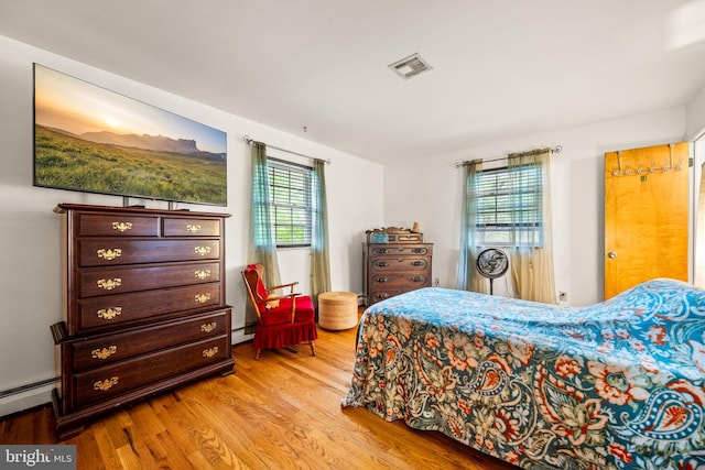 2460 Mill Rd, Quakertown, PA 18951 - bedroom with light wood-style floors, baseboard heating, and a baseboard heating unit
