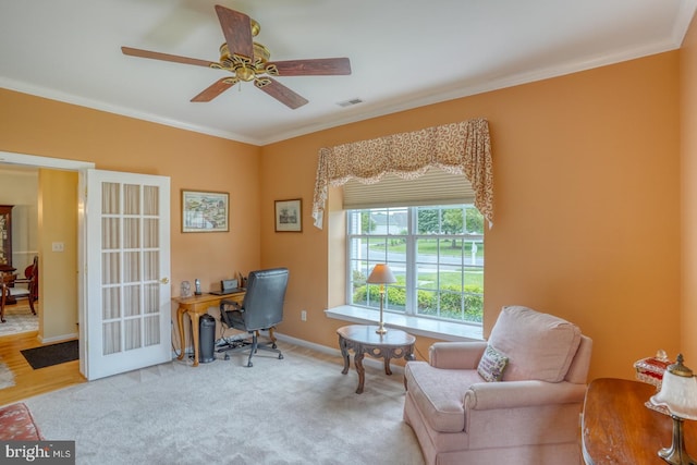 636 Poets Way, Middletown, DE 19709 - office space with ceiling fan, crown molding, and baseboards