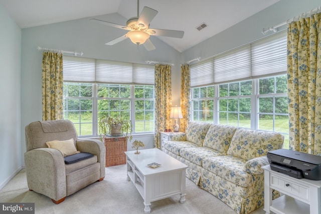 636 Poets Way, Middletown, DE 19709 - carpeted living area featuring lofted ceiling and a ceiling fan