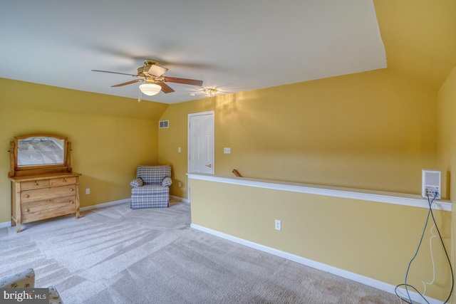 636 Poets Way, Middletown, DE 19709 - unfurnished room featuring vaulted ceiling, a ceiling fan, carpet, baseboards, and an upstairs landing