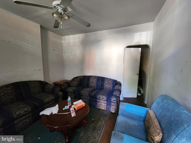 329 S Calhoun St, Baltimore, MD 21223 - living room featuring ceiling fan and wood finished floors