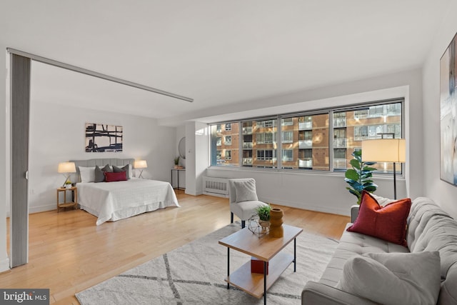800 4th St SW Unit N216, Washington, DC 20024 - bedroom with wood finished floors, radiator, and baseboards