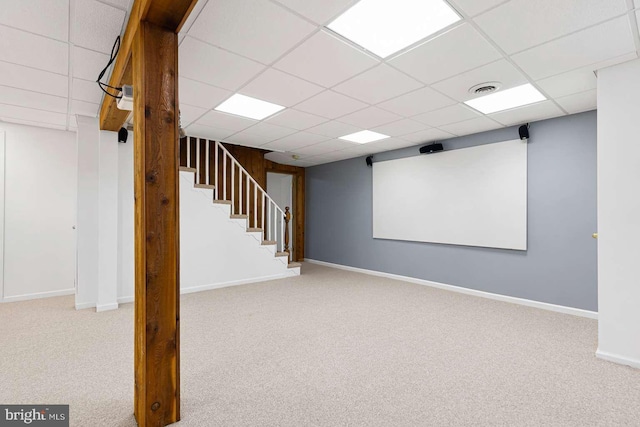 536 Dawson Trak, Hockessin, DE 19707 - finished basement featuring a paneled ceiling, carpet floors, baseboards, and stairs
