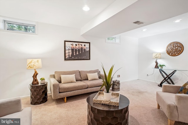 944 War Admiral St, Great Falls, VA 22066 - living area with light carpet, recessed lighting, and baseboards