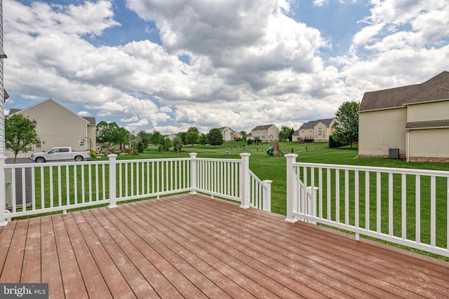 1201 Falls Grove Ln, York, PA 17404 - wooden terrace with a yard, central AC, and a residential view