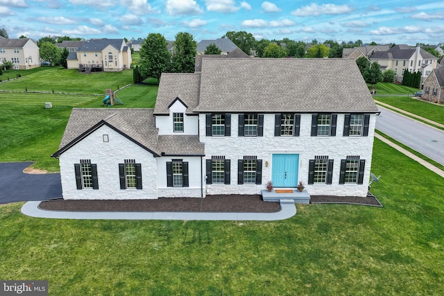 1201 Falls Grove Ln, York, PA 17404 - view of front of home featuring stone siding, a shingled roof, and a residential view