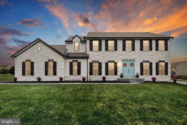 1201 Falls Grove Ln, York, PA 17404 - view of front of property featuring stone siding, a yard, and roof with shingles