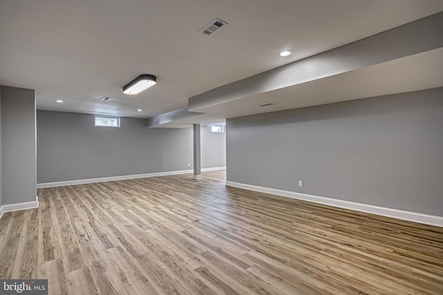 1201 Falls Grove Ln, York, PA 17404 - below grade area featuring wood finished floors, baseboards, and recessed lighting
