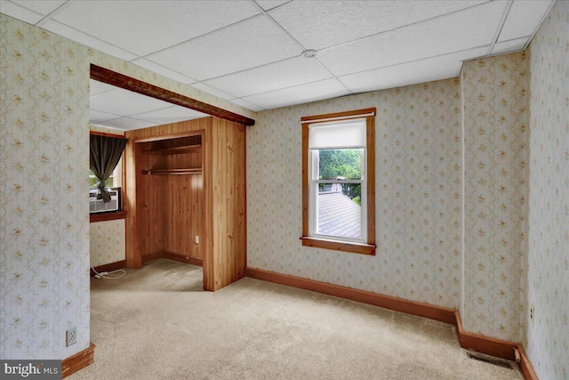 64 W Fairview St, Mohnton, PA 19540 - carpeted spare room featuring a paneled ceiling, cooling unit, and baseboards