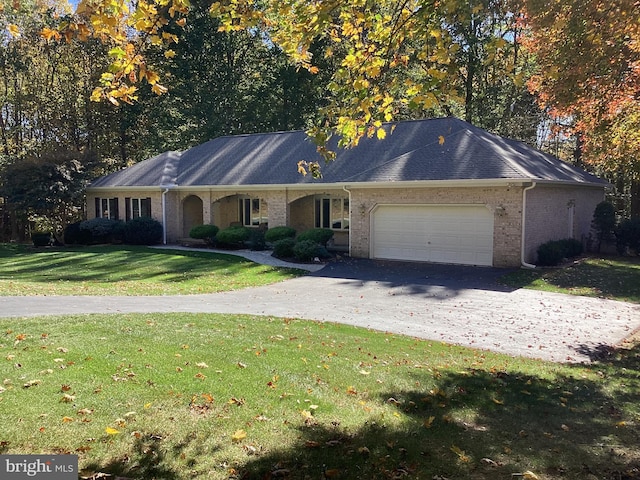 614 Cedarday Dr, Bel Air, MD 21015 - ranch-style home with an attached garage, a front lawn, driveway, and brick siding