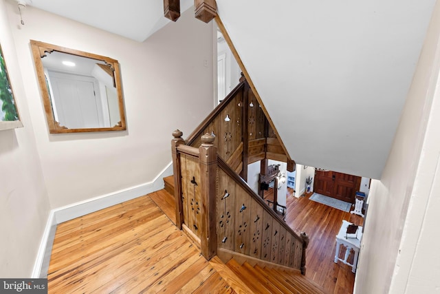 123 Coral St, Beach Haven, NJ 08008 - staircase with hardwood / wood-style flooring and baseboards