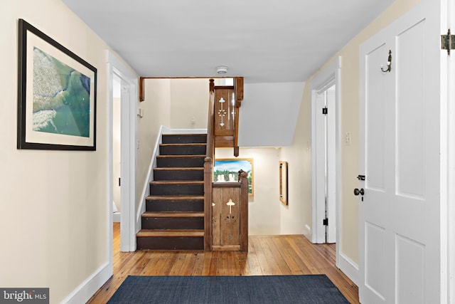 123 Coral St, Beach Haven, NJ 08008 - stairway with hardwood / wood-style floors and baseboards