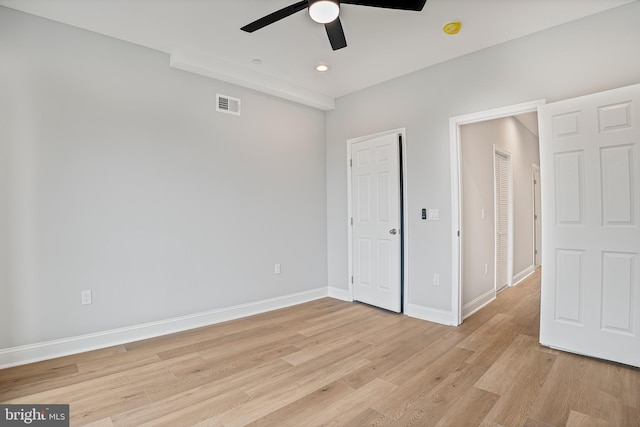 1838 N 4th St, Philadelphia, PA 19122 - unfurnished bedroom with light wood-style floors, recessed lighting, and ceiling fan