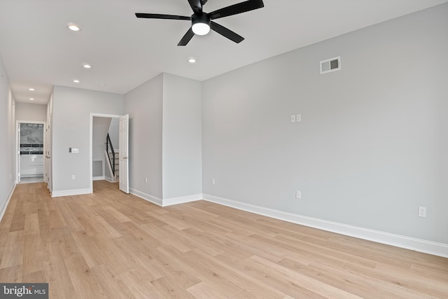 1838 N 4th St, Philadelphia, PA 19122 - unfurnished room with light wood-type flooring, a ceiling fan, and recessed lighting