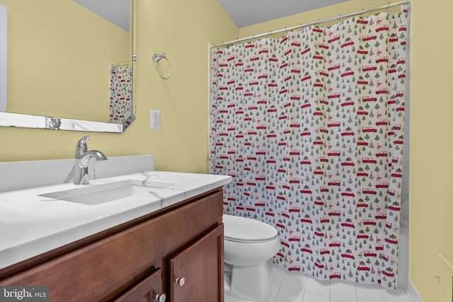 22650 Gray Falcon, Ashburn, VA 20148 - full bathroom with vanity, toilet, tile patterned flooring, and a shower with curtain