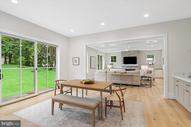 6613 Byrnes Dr, Mclean, VA 22101 - dining space with recessed lighting, light wood-style flooring, and baseboards