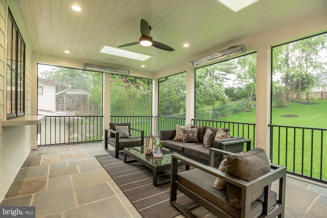 6613 Byrnes Dr, Mclean, VA 22101 - sunroom with ceiling fan, outdoor lounge area, and healthy amount of natural light