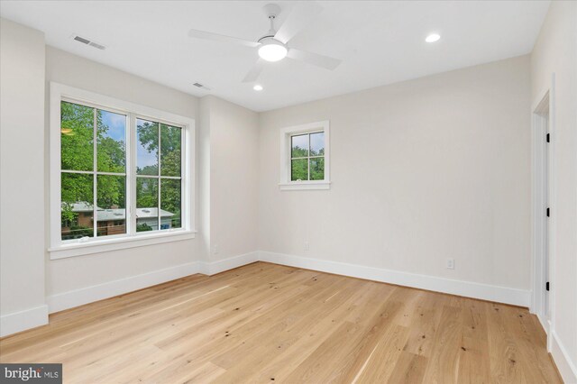 6613 Byrnes Dr, Mclean, VA 22101 - spare room with baseboards, light wood finished floors, recessed lighting, and ceiling fan
