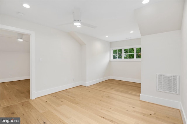 6613 Byrnes Dr, Mclean, VA 22101 - spare room featuring wood finished floors, baseboards, a ceiling fan, a smoke detector, and recessed lighting