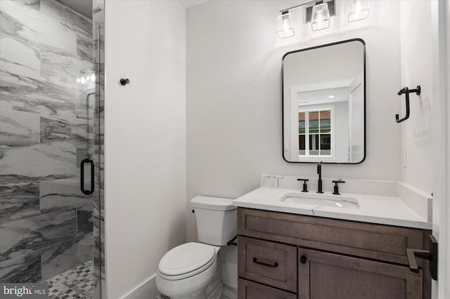 6613 Byrnes Dr, Mclean, VA 22101 - bathroom featuring vanity, a marble finish shower, toilet, and baseboards