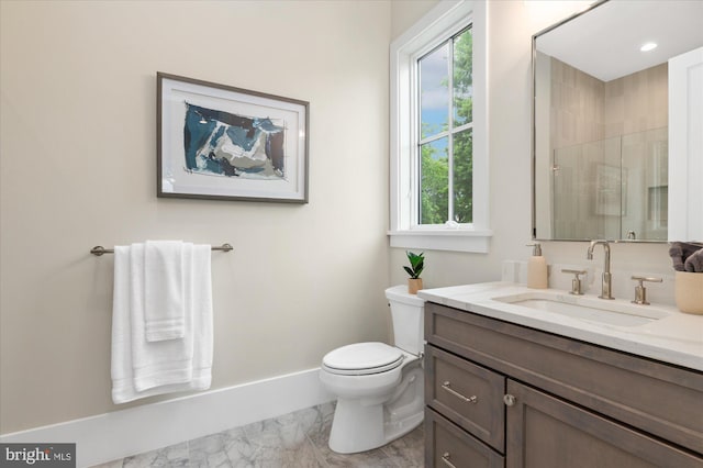 6613 Byrnes Dr, Mclean, VA 22101 - full bath featuring marble finish flooring, vanity, plenty of natural light, and toilet