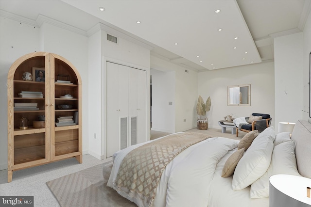 50 Belmont Ave Unit 1016/1116, Bala Cynwyd, PA 19004 - bedroom featuring carpet floors, recessed lighting, and ornamental molding