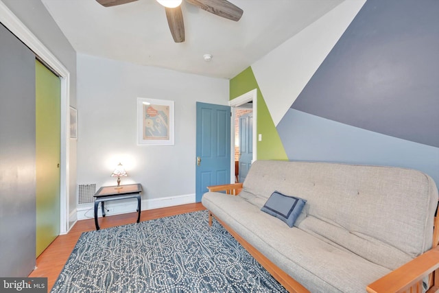 615 W Marion St, Lancaster, PA 17603 - sitting room with wood finished floors, a ceiling fan, and baseboards