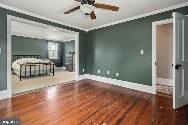 1704 N Royal Ave, Front Royal, VA 22630 - unfurnished bedroom with crown molding, hardwood / wood-style flooring, and ceiling fan