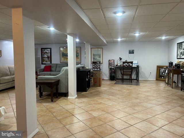 95 Knapp Ave, Hamilton, NJ 08610 - living room featuring a drop ceiling and light tile patterned floors