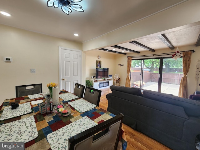 74 Probasco Rd, Hightstown, NJ 08520 - dining room featuring beamed ceiling, recessed lighting, and light wood-type flooring