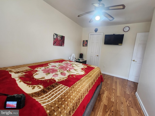 74 Probasco Rd, Hightstown, NJ 08520 - bedroom with wood finished floors, baseboards, and a ceiling fan