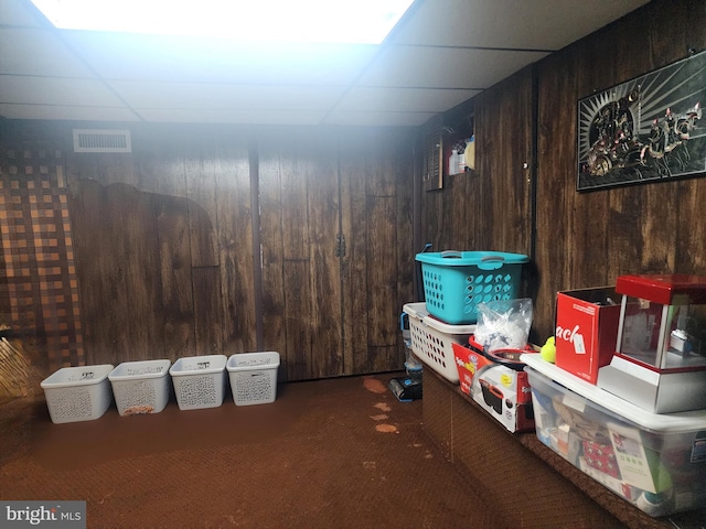 74 Probasco Rd, Hightstown, NJ 08520 - basement featuring carpet floors and wood walls