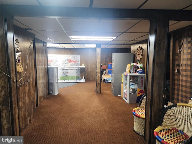 74 Probasco Rd, Hightstown, NJ 08520 - finished below grade area with carpet flooring and a drop ceiling