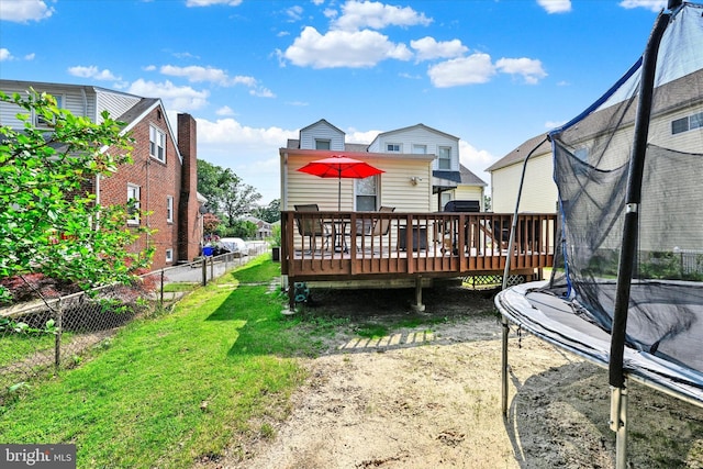 15 Homberg Ave, Baltimore, MD 21221 - rear view of house with a trampoline and a wooden deck