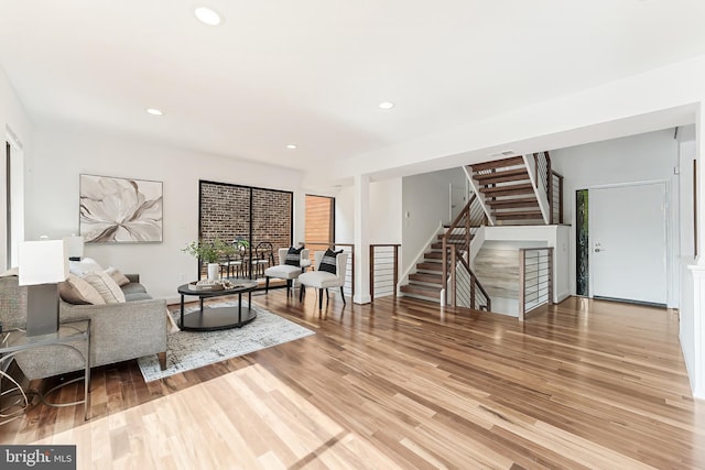 2127 Cabots Point Ln, Reston, VA 20191 - living area featuring stairway, light wood-style floors, and recessed lighting